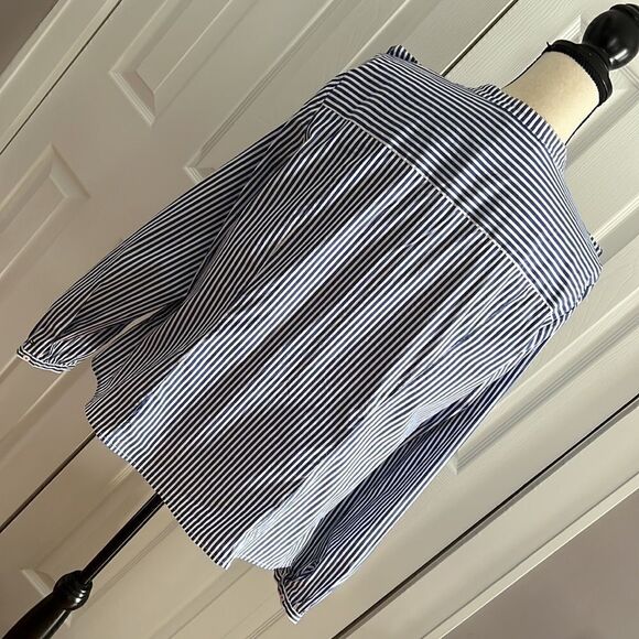 Tommy Hilfiger Cotton Ruffled Stripe Button Down Shirt - Picture 6 of 7